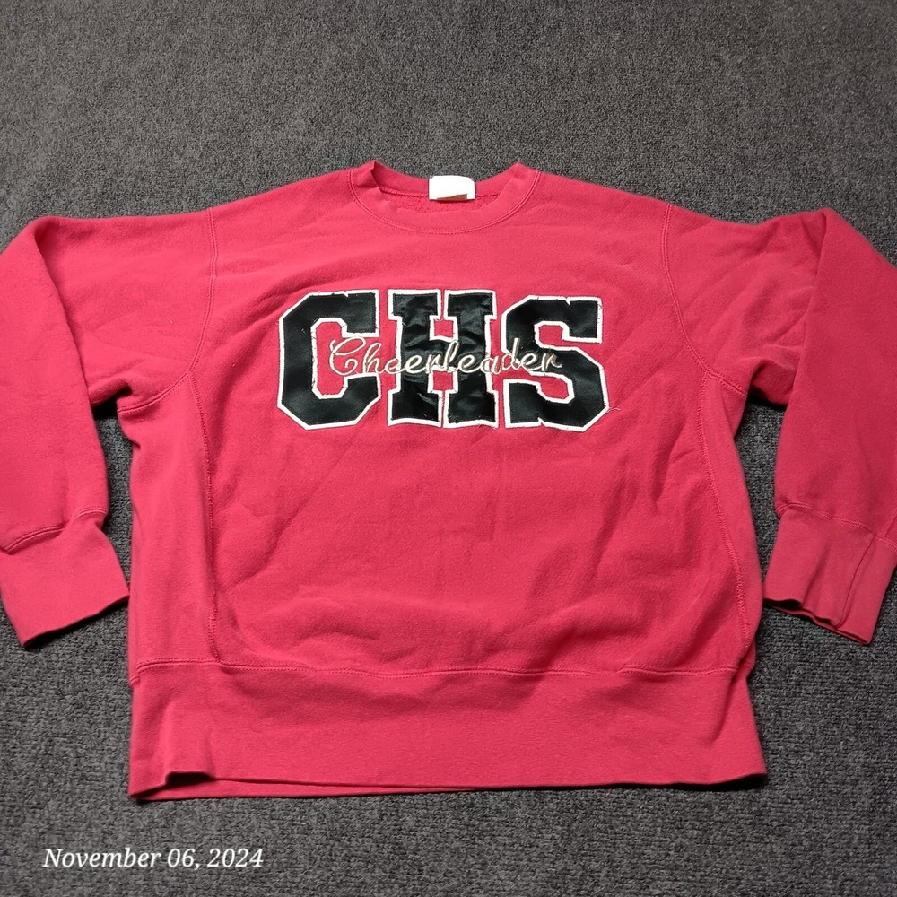 Vintage Lee Cross Grain Sweatshirt CHS Cheerleader Adult Size Large Red